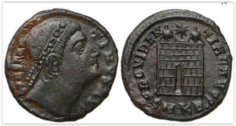 Coin with an 'eyes to the heavens' bust. Coin with an 'eyes to the heavens' bust.
