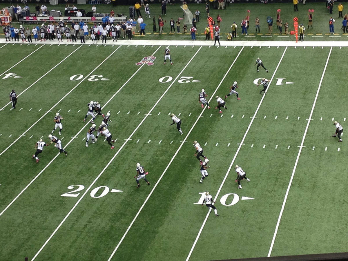 An American football game being played
